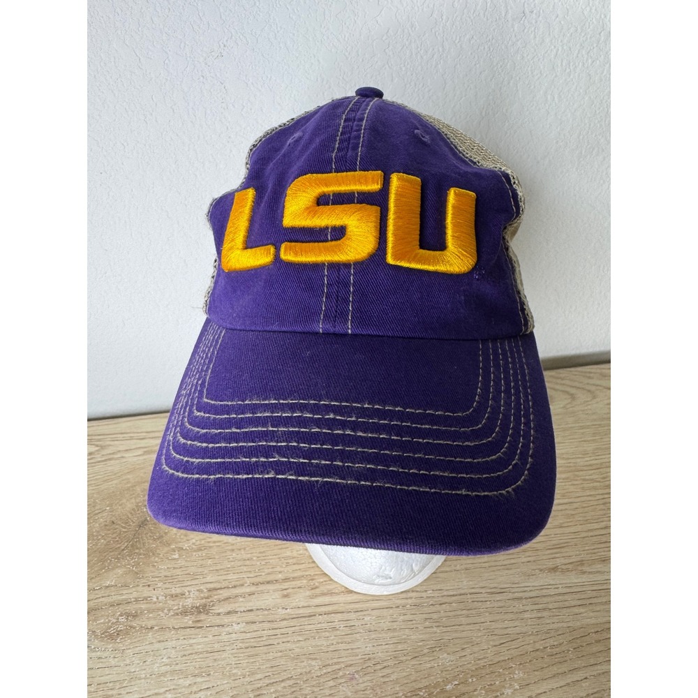 LSU Tigers 47 Brand Trucker Hat Purple Tan Mesh Snapback Baseball Cap OSFA